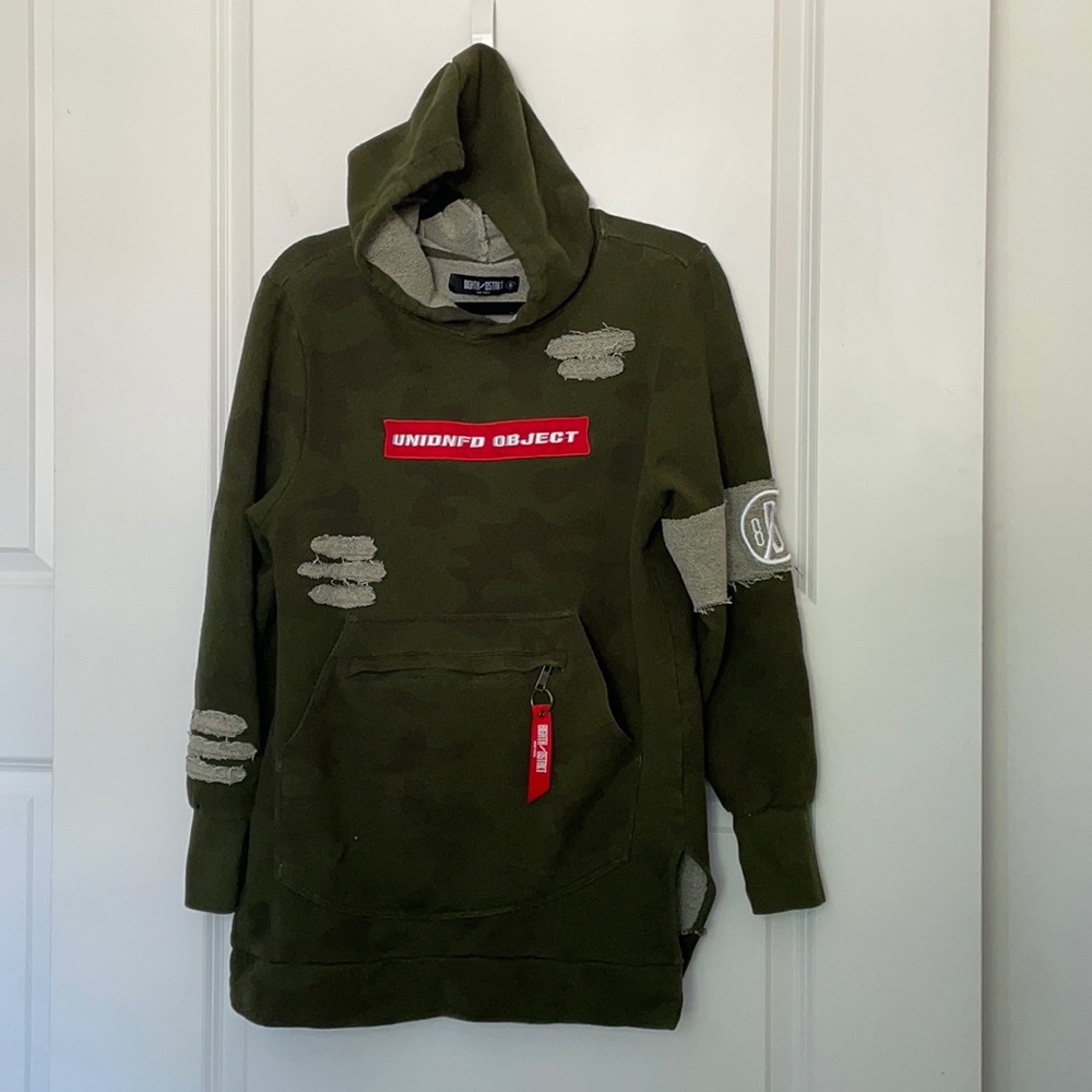 8ighth/Dstrkt Camo Distressed Sweatshirt Hoodie Small Streetwear